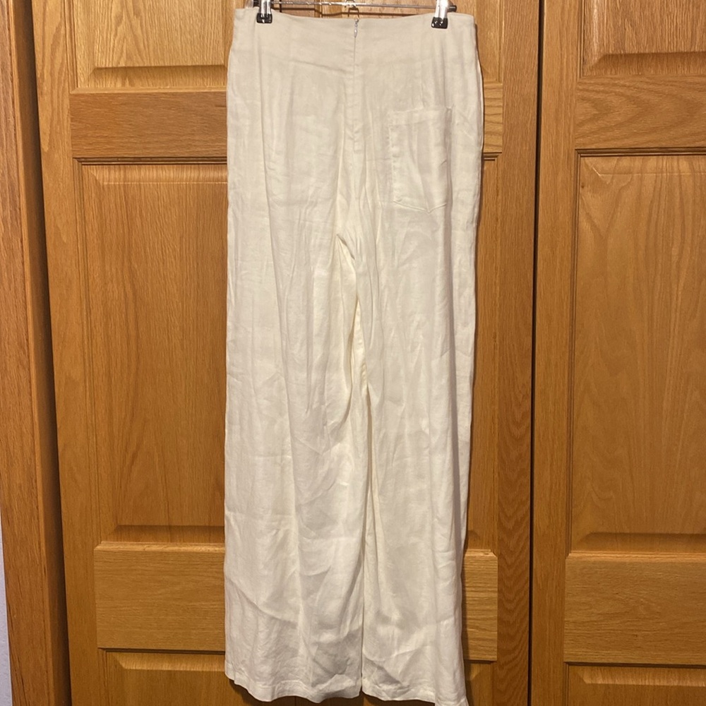 NAP Loungewear Off-Centre Straight Leg Pants white size small linen wide - Picture 5 of 11